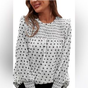 Joie Blank and White Blouse SZ S